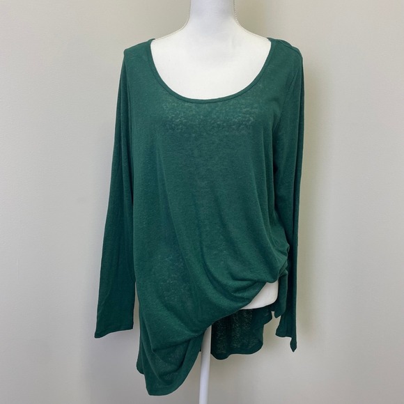 torrid Tops - NEW Torrid Green Linen Blend Drop Shoulder Hi-Low Tunic Top 3 3X 22-24